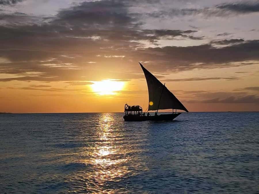 FROM NUNGWI; SUNSET DHOW CRUISE EXPERIENCE - The sunset from the dhow