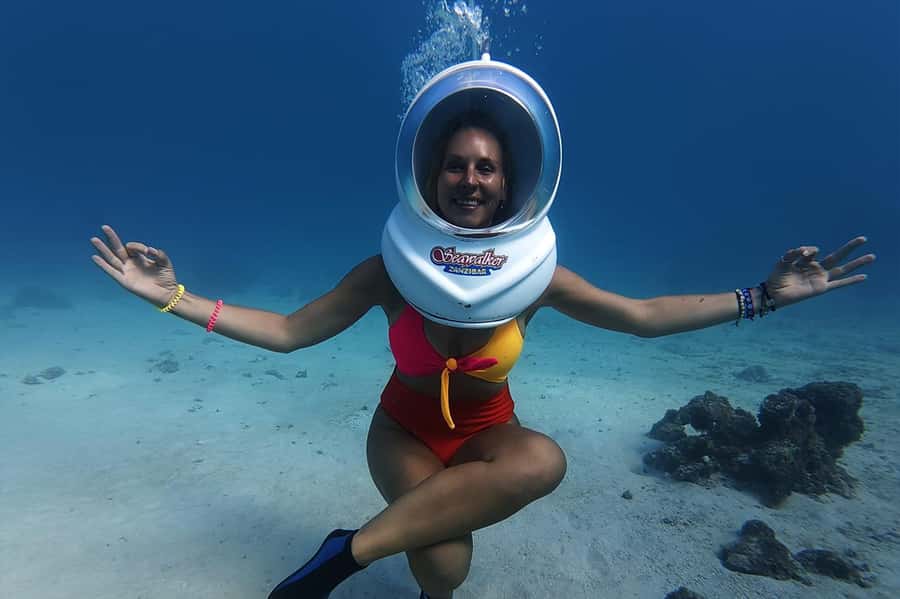 Underwater Walking Experience in Zanzibar,No Swimming Needed - The Briefing and the Breathing Helmet