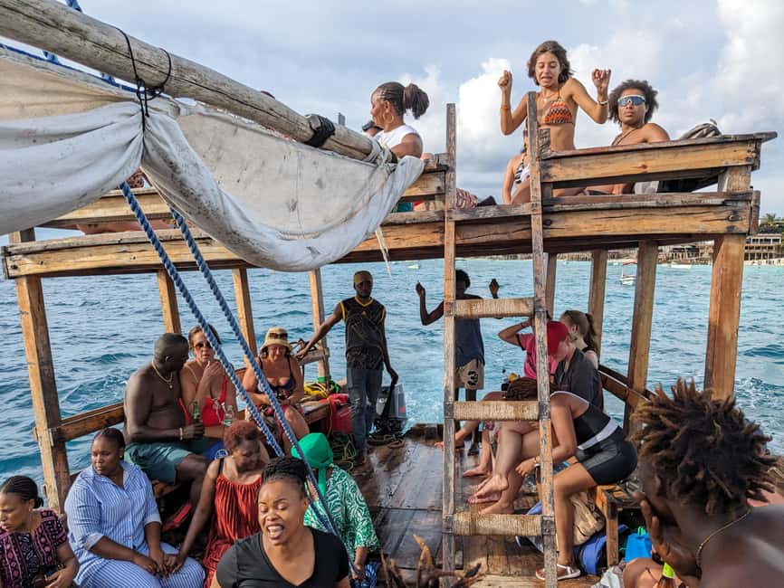 Zanzibar: African Sunset Boat Party in Zanzibar Music, Views - The middle-of-cruise swim stop